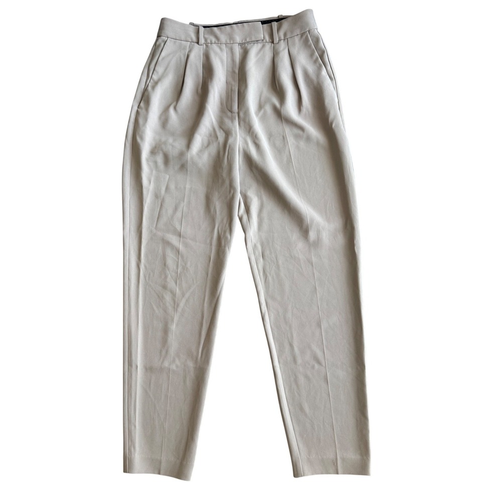 Babaton Pleated Trouser Tan Pants High Waisted Beige Office Interview Size 8